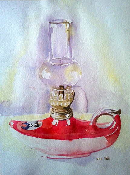 430x576 An Antique Oil Lamp (Watercolor Painting) Zeinab1361art - Oil Lamp Painting