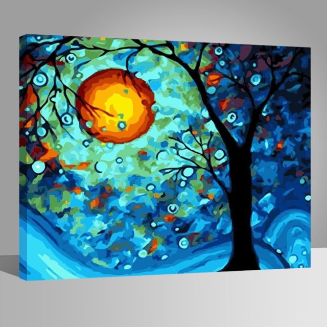 640x640 Wooden Frame Diy Oil Painting Paint By Number Kit Dream Tree Van - Oil Paint Painting