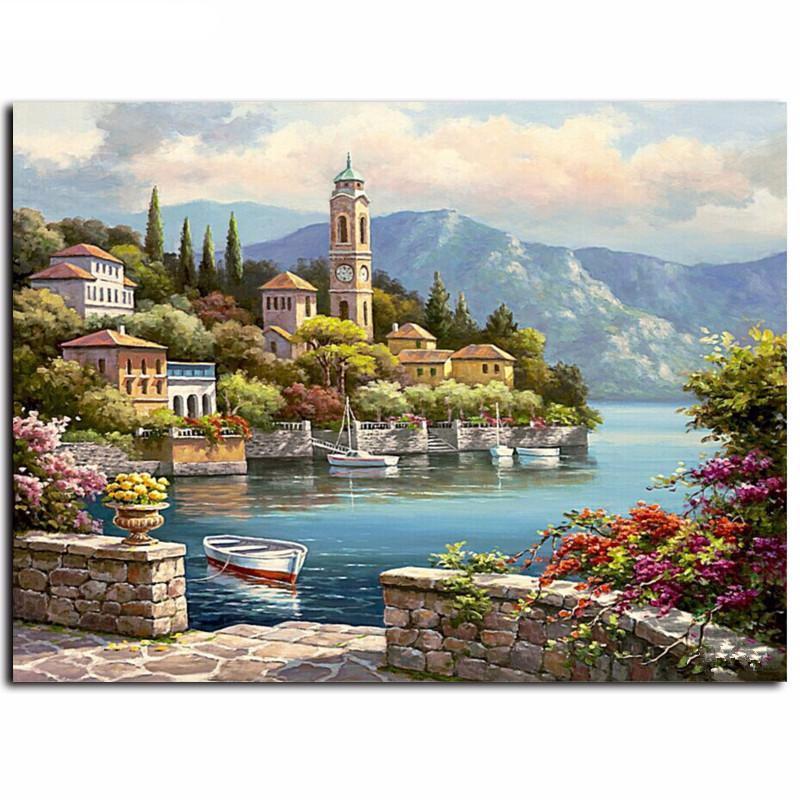 800x800 Lakeview In The Alps Diy Oil Painting By Numbers Shawn Amp Candice - Oil Painting