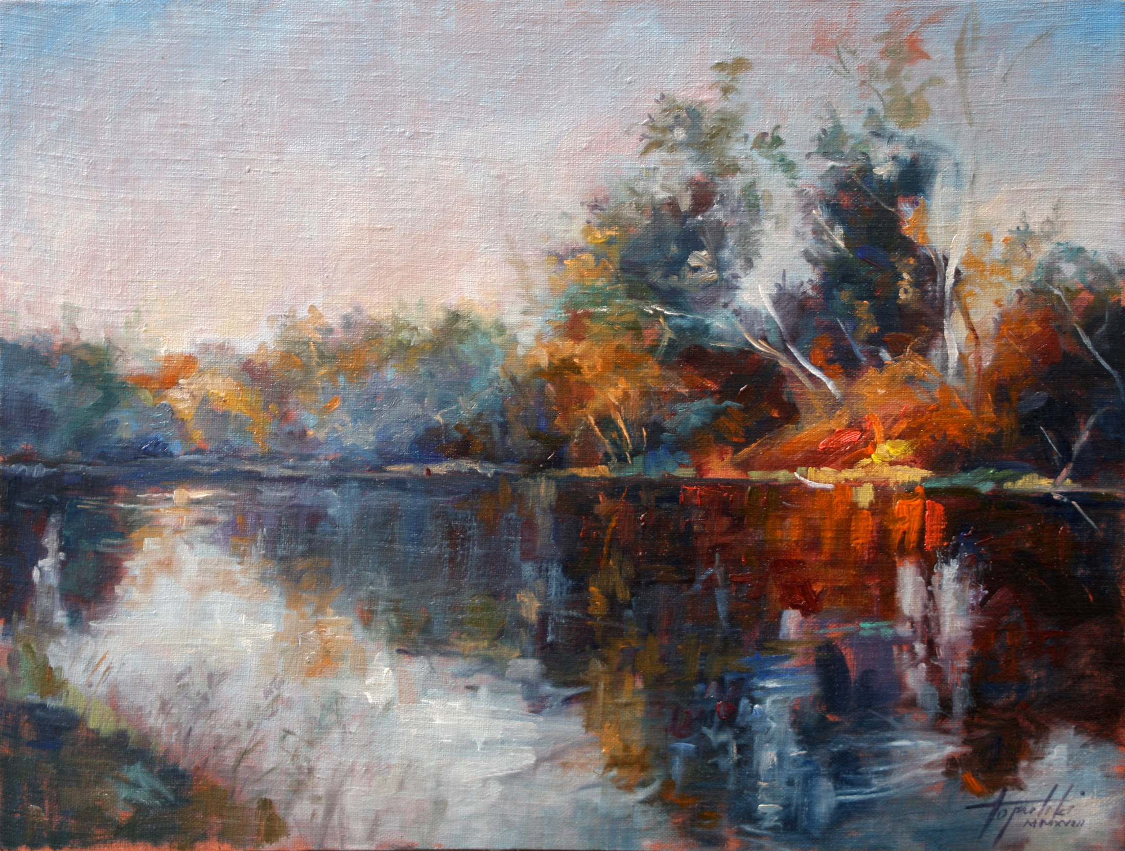 2202x1666 River Reflections Landscape Oil Painting Fine Arts Gallery - Oil Painting Artwork