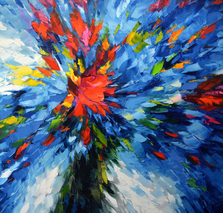 770x736 Saatchi Art Flowers In Blue - Oil Painting Artwork