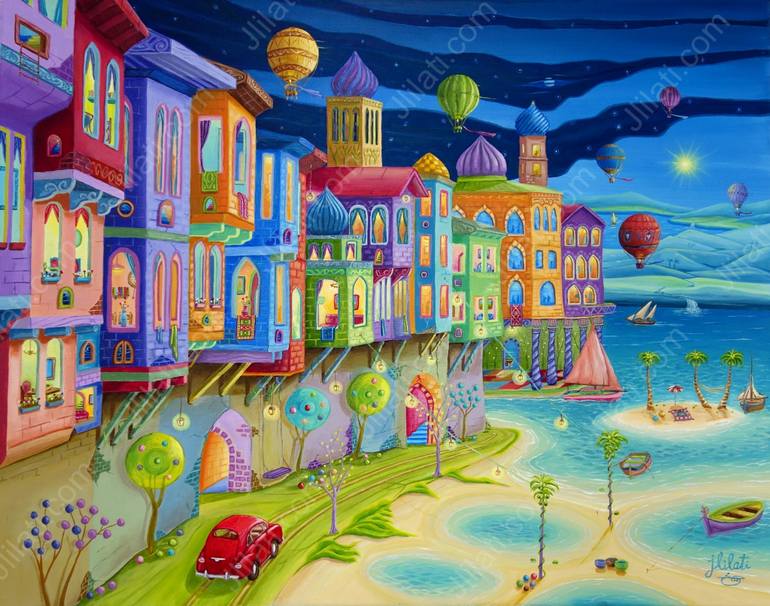 770x606 Saatchi Art Original Oil Painting, Joyful Journey Architecture - Oil Painting Artwork