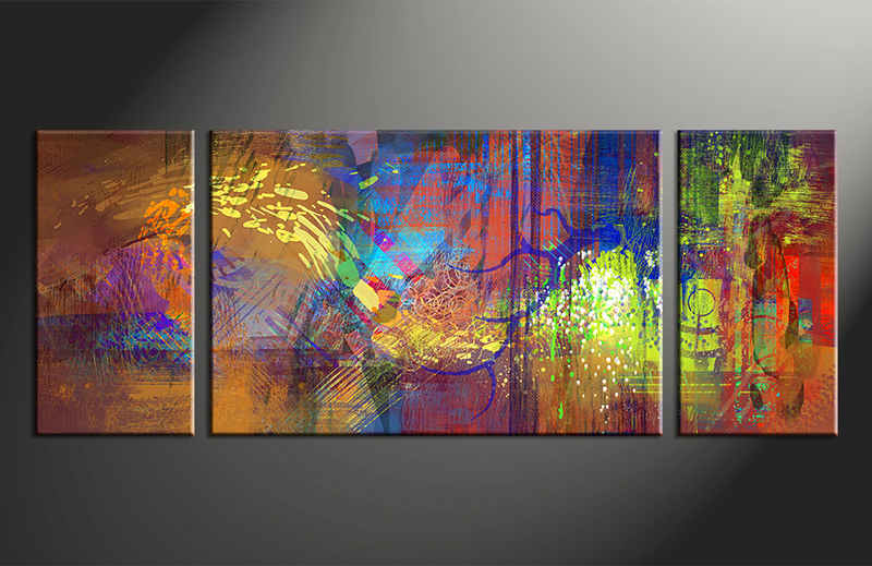 800x519 3 Piece Abstract Wall Art Colorful Oil Paintings Large Canvas - Oil Painting Artwork
