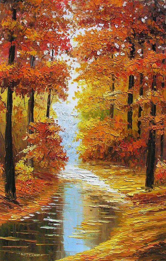 570x895 Original Oil Painting Canadian Autumn Landscape Sunny By Decorpro - Oil Painting Autumn Landscape