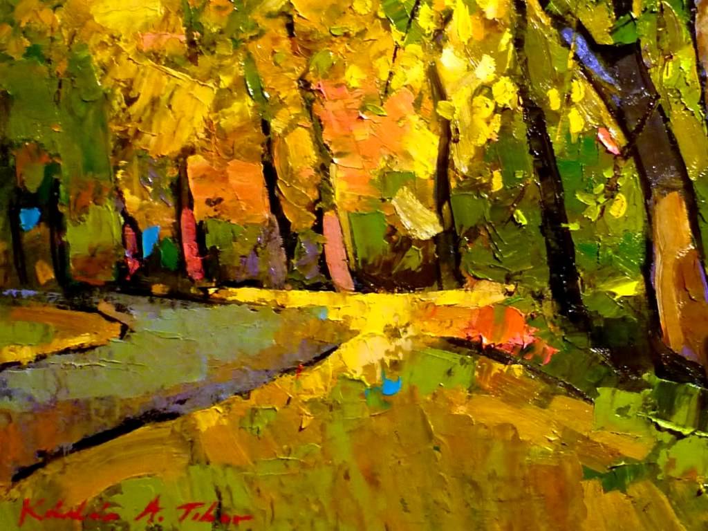 1024x768 Oil Painting (Autumn Landscape) By Kadar A. Tibor - Oil Painting Autumn Landscape