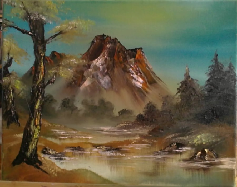 900x708 Bob Ross Style Oil Painting By Miko The Moogle - Oil Painting Bob Ross Style