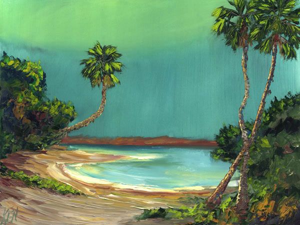 600x450 Moon Lagoon Florida Highwaymen Bob Ross Style Seascape Oil - Oil Painting Bob Ross Style