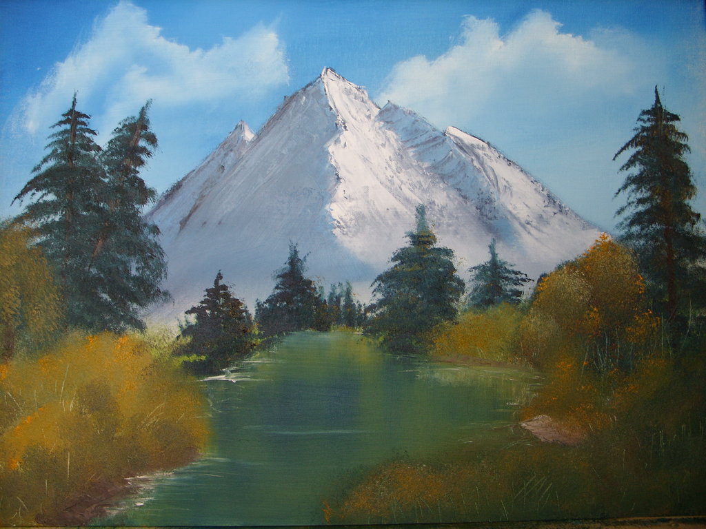 1024x768 Bob Ross Style Oil Painting By Keitarosan86 - Oil Painting Bob Ross Style