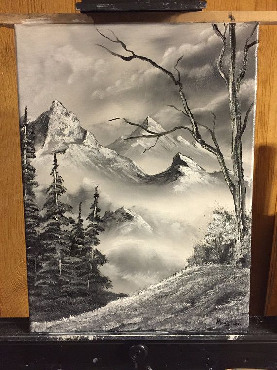 570x760 Bob Ross Style Original Landscape Oil Painting By Customnaturellc - Oil Painting Bob Ross Style