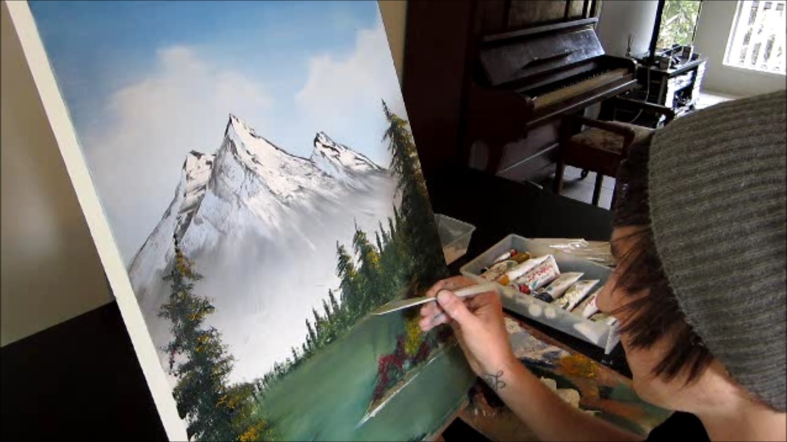1600x900 Bob Ross Style Painting Relaxation Hd - Oil Painting Bob Ross Style