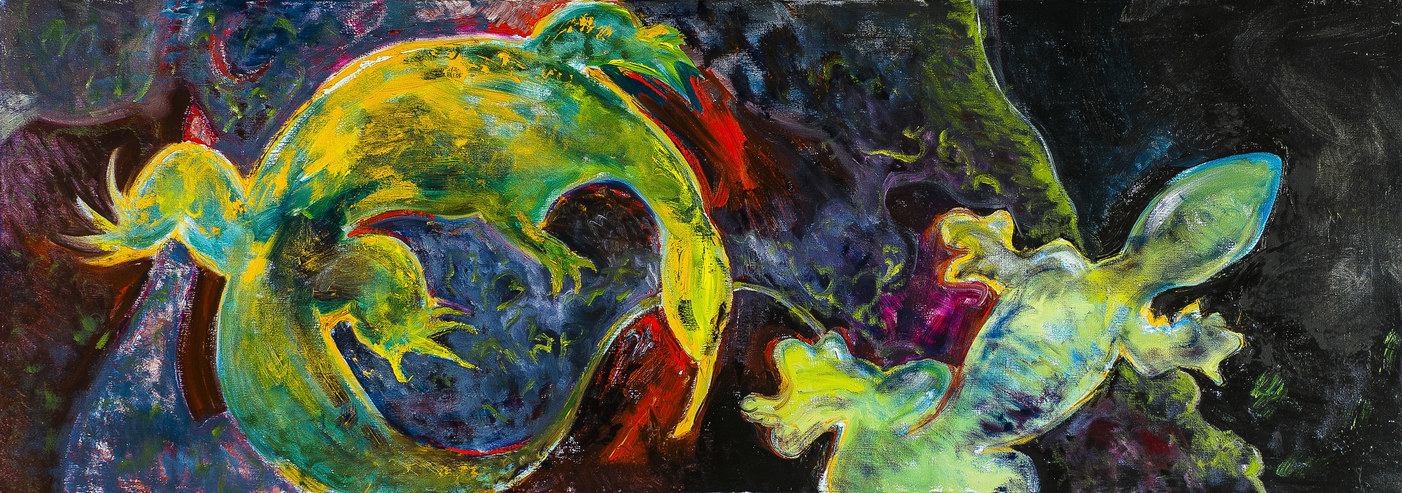 4800x1689 Lizard Party - Oil Painting By