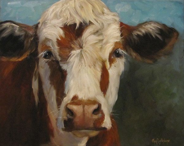 600x476 Cow Oil Painting Of Pearl 16x20 Original Painting By Cheri - Oil Painting Cattle