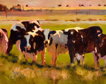 340x270 Cow Painting Holstein Painting Cow Oil Painting Black - Oil Painting Cattle