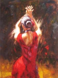 225x300 Zopt114 100% Hand Painted Art Gypsy Flamenco Dancer Oil Painting - Oil Painting Dancer