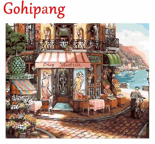 640x593 Frameless Vintage Oil Painting Europe Coffee Shop Diy Painting By - Oil Painting Europe