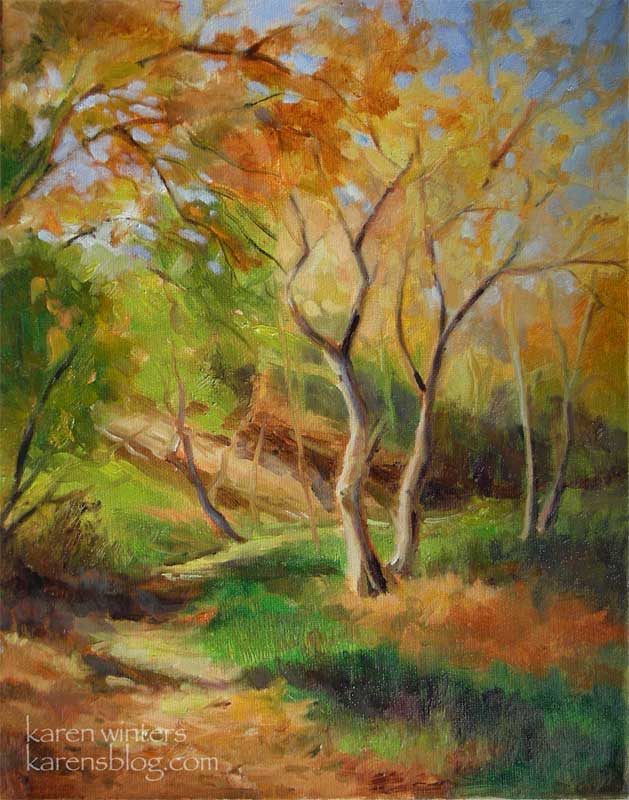 629x800 Sycamore Tree Paintings - Oil Painting Fall Landscape
