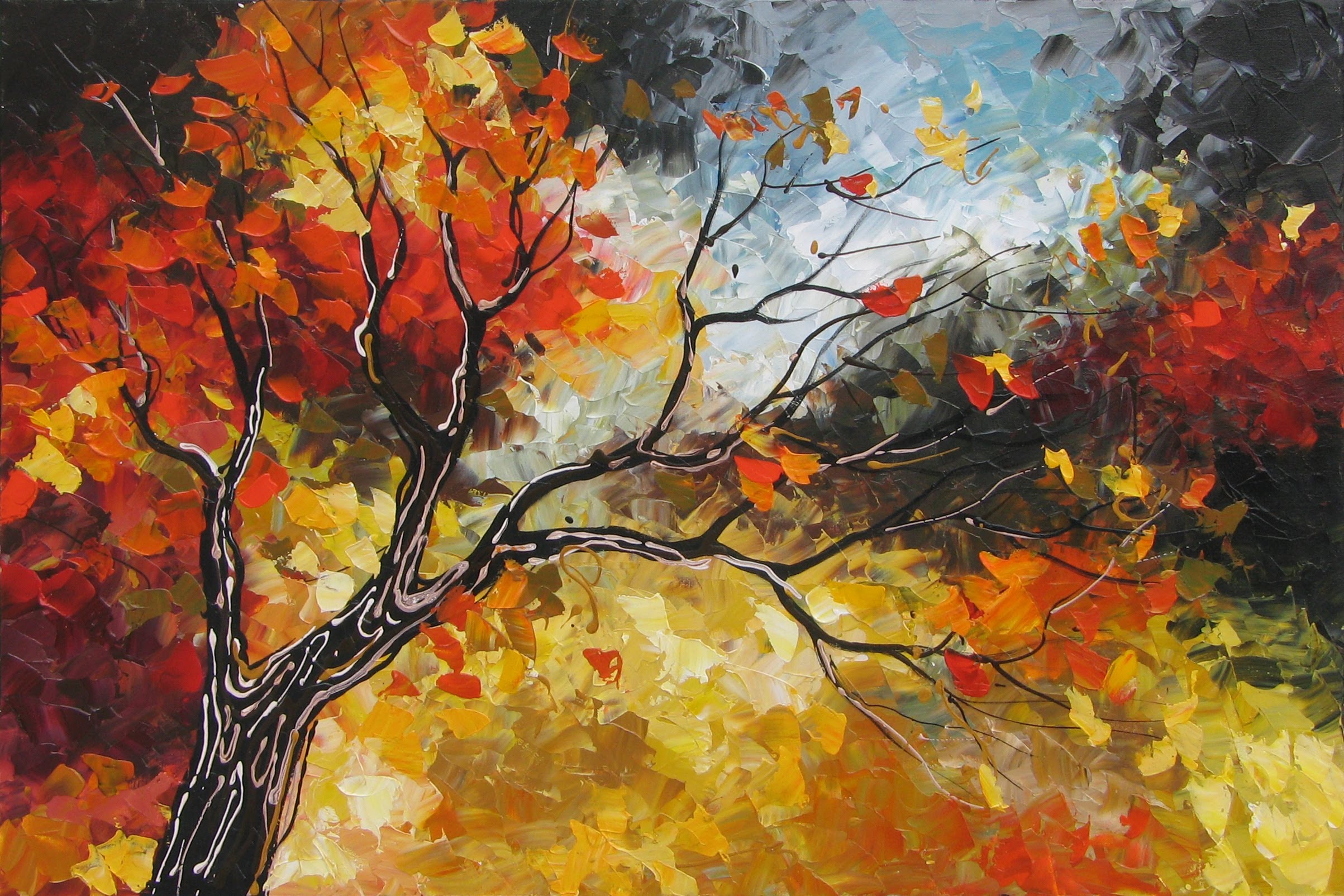 2406x1604 Amazing Landscapes - Oil Painting Fall Landscape