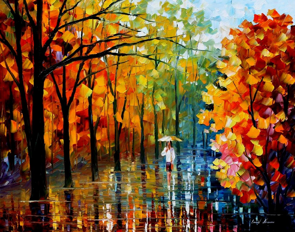 1245x980 Fall Alley 3 Palette Knife Oil Painting On Canvas By Leonid Afremov - Oil Painting Fall Landscape