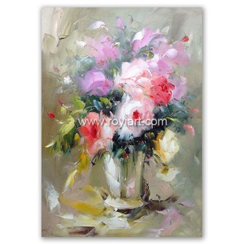 350x350 Heavy Pallet Knife Oil Painting Flowers In Vases - Oil Painting Flowers