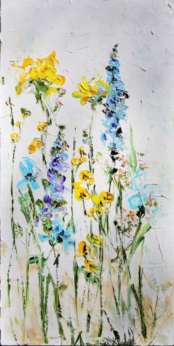 600x1192 Palette Knife Painting Oil Painting Original Abstract Flowers - Oil Painting Flowers
