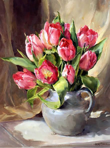440x590 Pink Tulips - Oil Painting Flowers