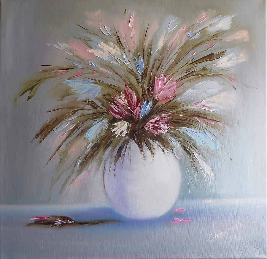 900x872 Printable Painting Still Life Flowers, Still Life Flowers In Vase - Oil Painting Flowers