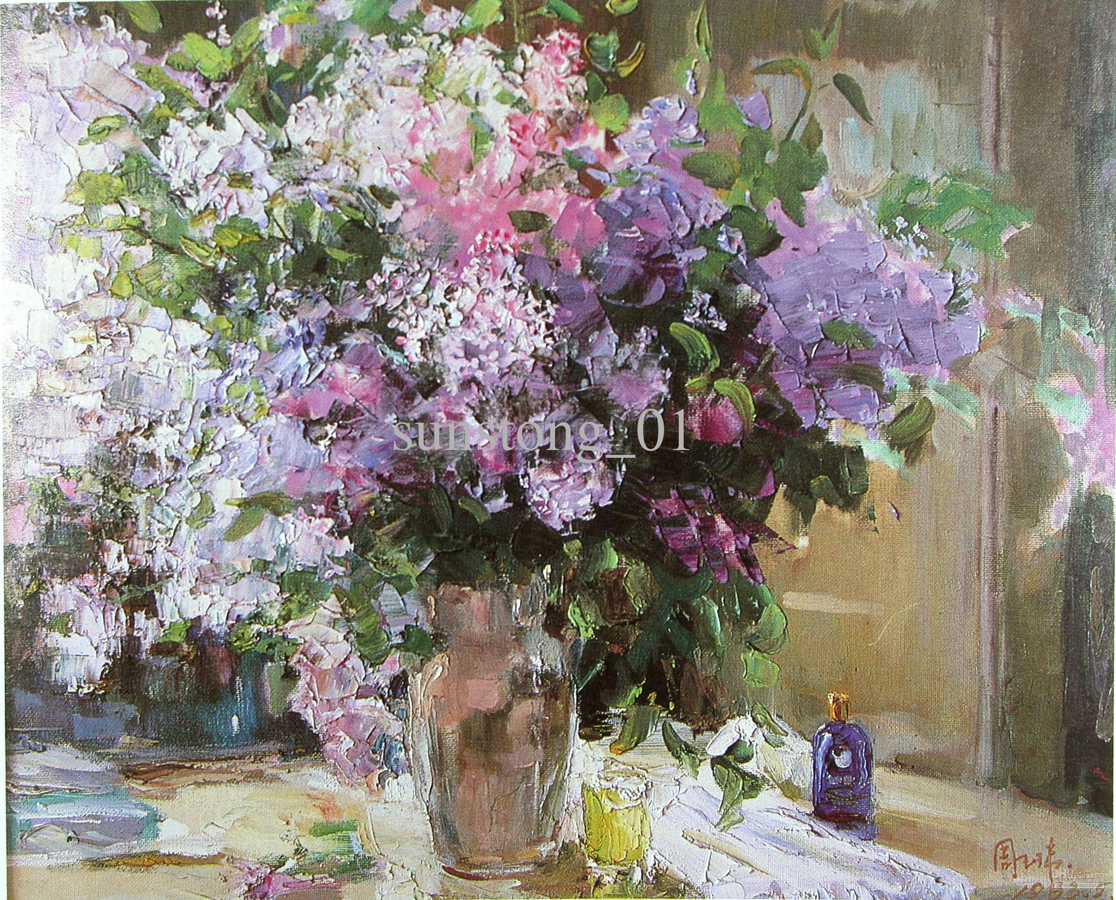 2292x1848 Purple And White Flowers Oil Painting Handmade Oil Painting Home - Oil Painting Flowers