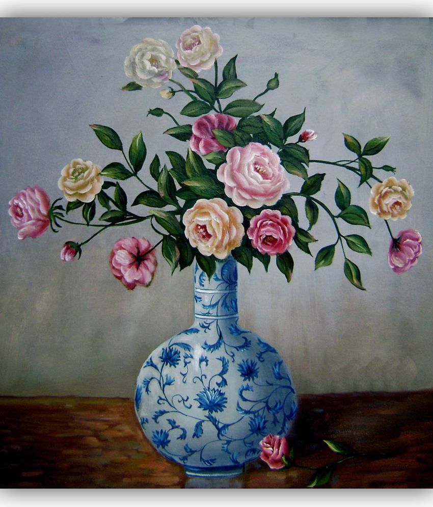 850x995 Vitalwalls Oil Painting Flowers In Chinese Blue And White Vase - Oil Painting Flowers