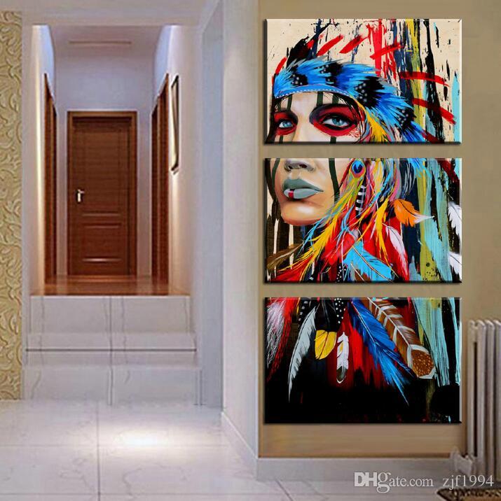 715x716 Online Cheap Indian Girl Tattoos Oil Painting Decoration Printing - Oil Painting For Bedroom