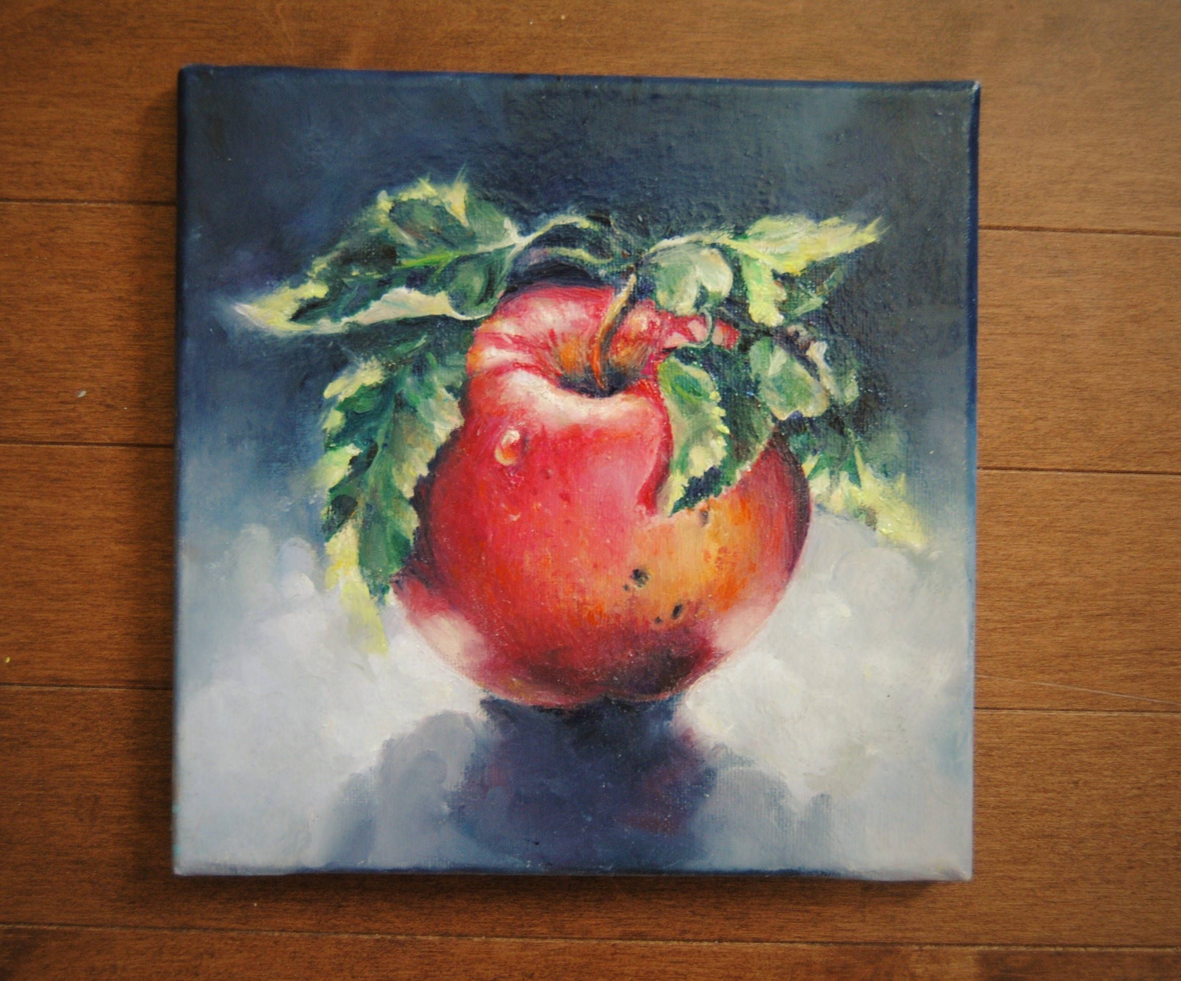 2337x1942 Original Oil Painting. Red Apple, Modern Oil Painting Kitchen Art - Oil Painting For Kitchen