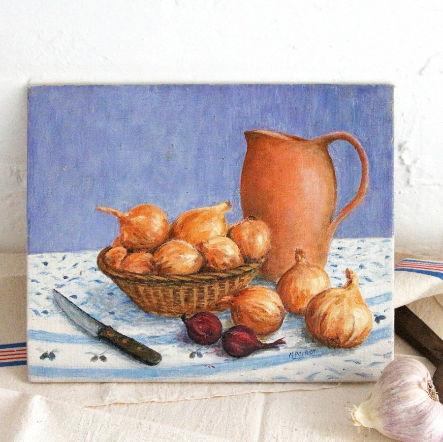 900x899 Sold French Vintage Still Life Oil Painting - Oil Painting For Kitchen