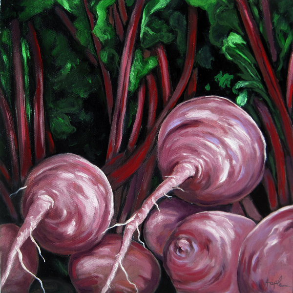 600x600 Beets Original Still Life Oil Paintings Kitchen Art Realism - Oil Painting For Kitchen