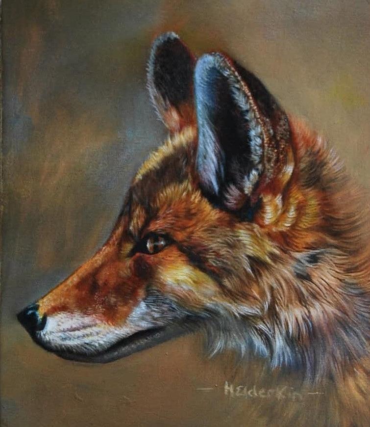 755x870 Oil Painting Fox Elderkin British Wildlife Painting By Helen Elderkin - Oil Painting Fox