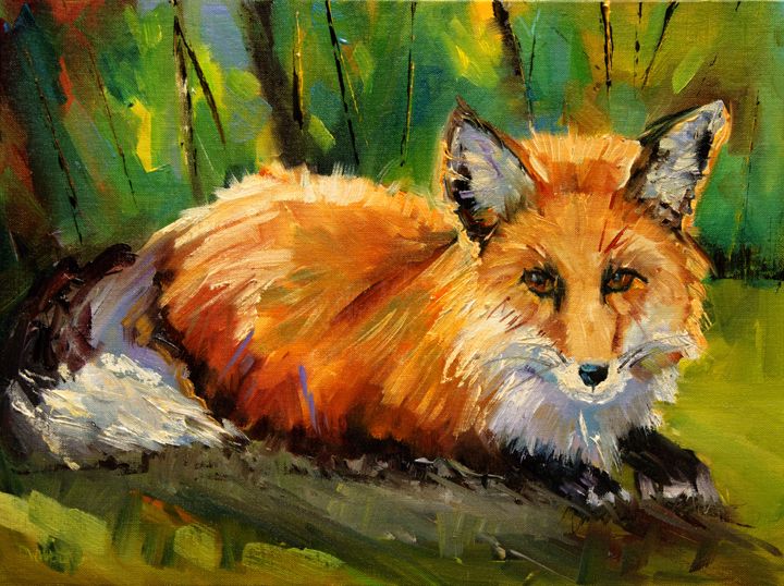 720x538 Fox Oil Paintings 14 X 11 Oil On Canvas Panel Fox Love - Oil Painting Fox