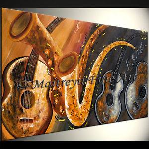 300x300 Oil Painting Modern Saxophone Art On Canvas Music Art Wall Decor - Oil Painting Guitar