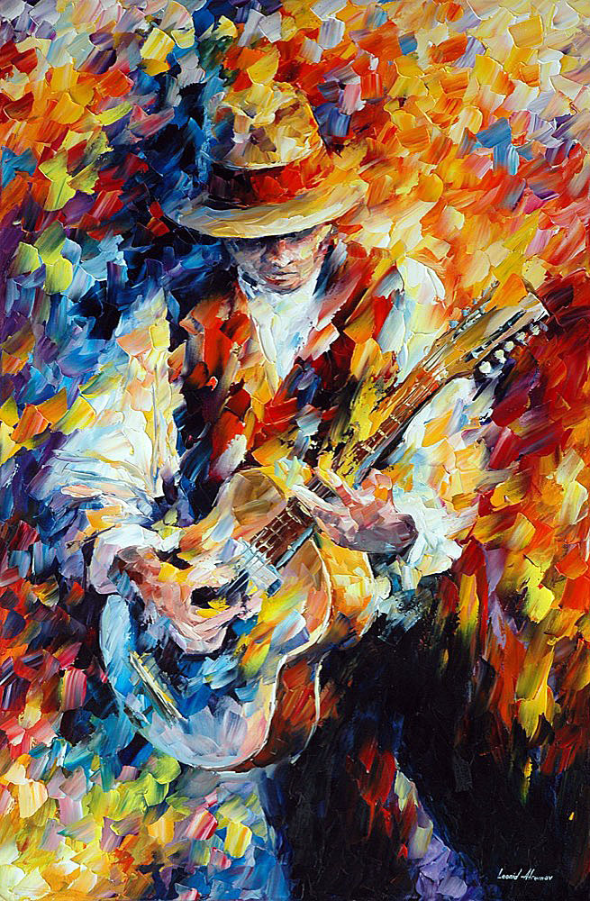 655x1000 Sing My Guitar Palette Knife Oil Painting On Canvas By Leonid - Oil Painting Guitar