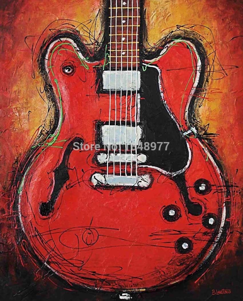 850x1049 Modern Canvas Vintage Abstract Decorative Music Still Life Guitar - Oil Painting Guitar