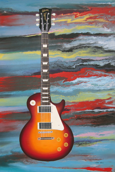 480x720 Gibson Les Paul Oil Painting By Larry Wall - Oil Painting Guitar