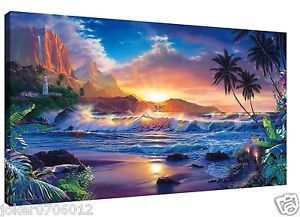 300x217 Home Deco Oil Painting Hd Print On Canvas Modern Deco,sunset Beach - Oil Painting Hd