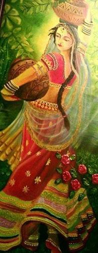 195x500 Goddess Radhaji Oil Painting - Oil Painting Images