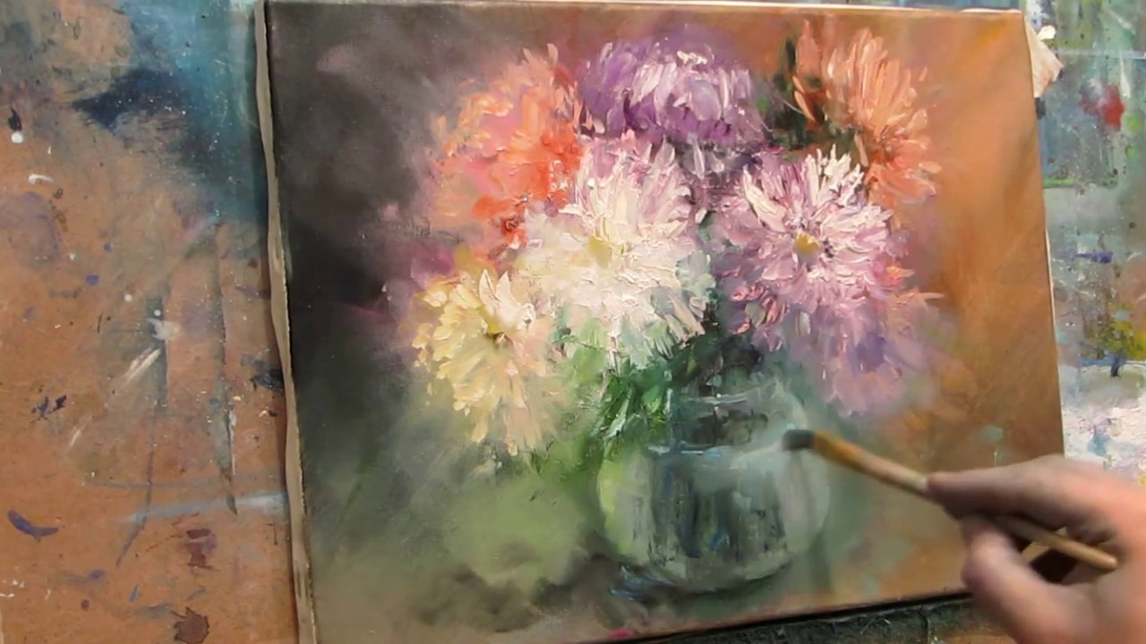 1280x720 Oil Painting. The Flowers. - Oil Painting Images Flowers