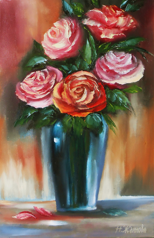 632x974 Red Rose Painting Rose Oil Painting Rose Painting For Sale - Oil Painting Images Flowers