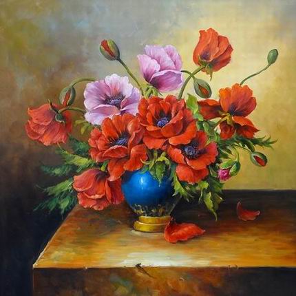 430x430 Tradition Red Flower Oil Painting From China Manufacturer - Oil Painting Images Flowers