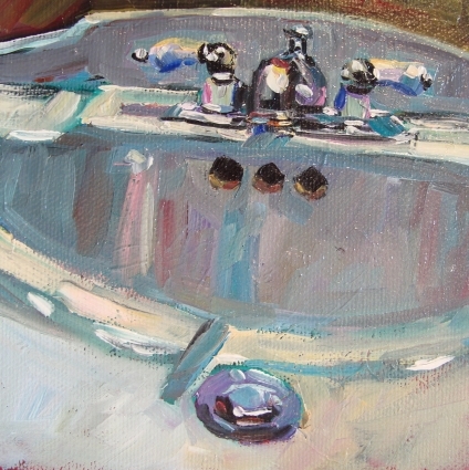 424x425 36 Painting Bathroom Sink, How To Paint A Sink - Oil Painting In Bathroom