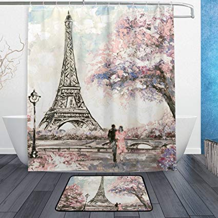425x425 Yzgo Oil Painting Street View Paris Shower Curtain - Oil Painting In Bathroom