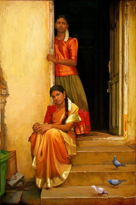477x720 Yin Yang Oil Paintings Of Indian Village Women. Paintings - Oil Painting Indian Village