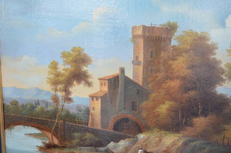 768x511 Large 19th Century Italian Landscape Oil Painting - Oil Painting Italian Landscape