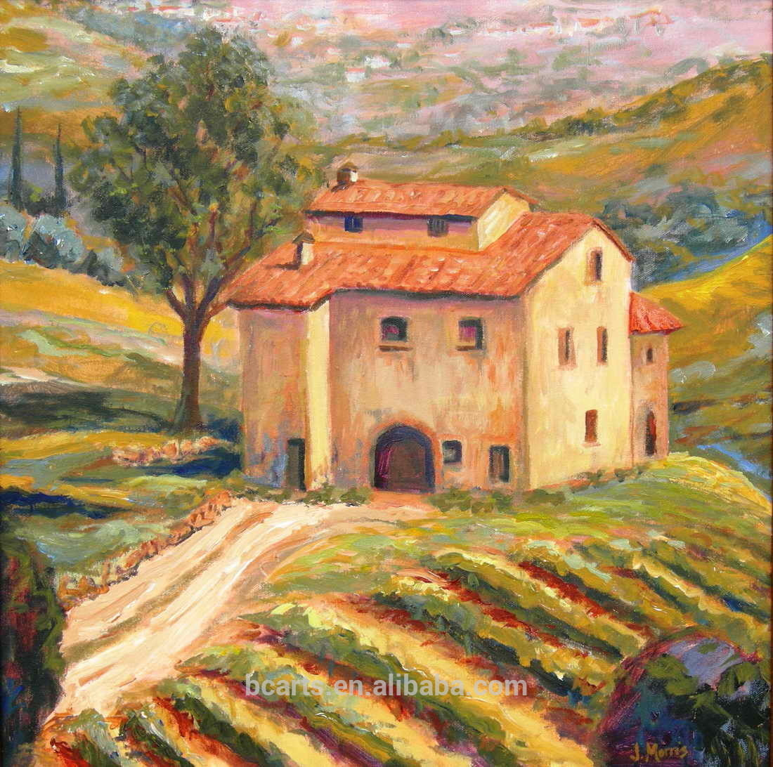1100x1092 Handmade Tuscany Italian Vineyard Landscape Oil Painting For Wall - Oil Painting Italian Landscape