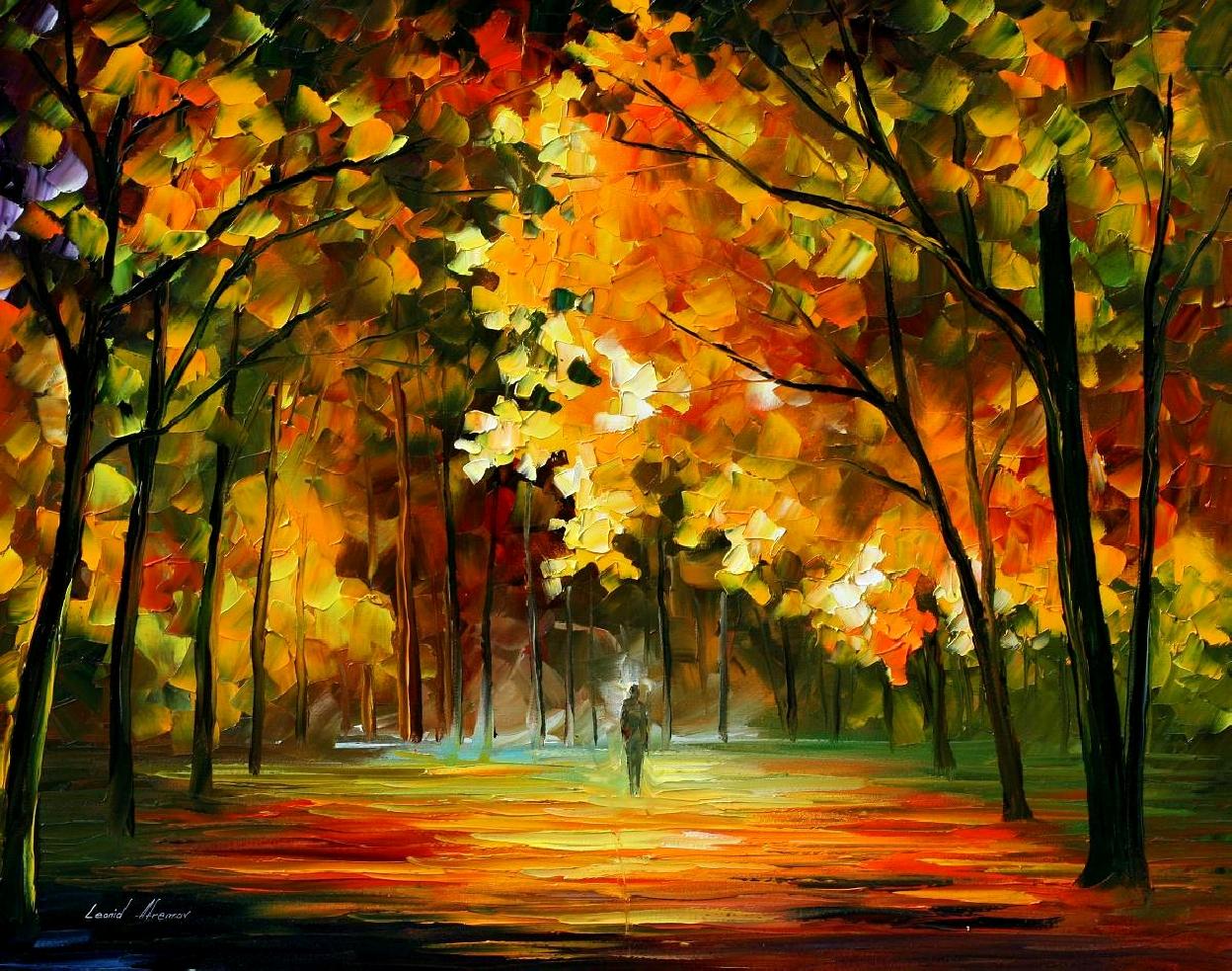 1248x983 Feast Of Leafs Palette Knife Oil Landscape Painting On Canvas By - Oil Painting Landscape
