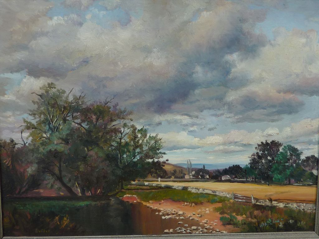 1024x768 20th Century American Art Landscape Oil Painting Signed Butler - Oil Painting Landscape Artists